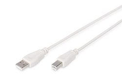 DIGITUS Câble de Connexion USB 2.0-1.0 m - USB A (mâle) à USB B (mâle) - 480 Mbit/s - Câble de Connexion, câble USB - Beige