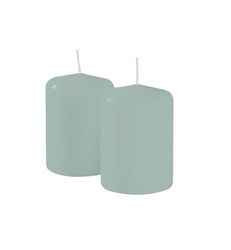 Risthò Bougies cire, gris vert, diamètre 7 cm, hauteur 10 cm, 4 pièces