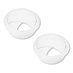 cyclingcolors 2x passe câble bureau table fil diamètre 58mm encastrable cordon prise ordinateur écran accessoire ameublement (blanc)