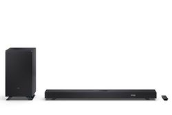 Sharp HT-SBW53121(BK) Soundbar 3.1.2 Dolby Atmos/DTS:X con subwoofer wireless, soundbar elegante e potente con altoparlanti rivolti verso l'alto, suono surround 3D, P. Maxima 550 W. Nero
