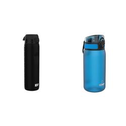 Ion8 1 Litre Water Bottle, Leak Proof, Flip Lid, Carry Handle, Rapid Liquid Flow, Dishwasher Safe & Kids Water Bottle, 350 ml/12 oz, Leak Proof, Easy to Open, Secure Lock, Dishwasher Safe