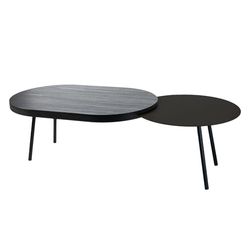Arti & Mestieri Table Salon, Base Noire, Noire et Finition Wengé, 120 x 50 x 35 cm