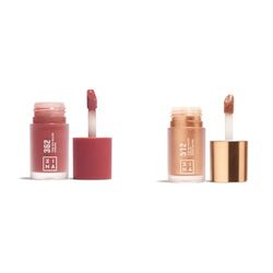 3INA MAKEUP - The No-Rules Cream 362 + The No-Rules Cream Highlighter 512 - Colorete Rosa suave - Colorete e iluminador Líquido 3 en 1 Mejillas Labios y Ojos- Iluminador Dorado - Vegan - Cruelty Free