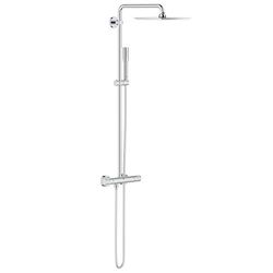 GROHE QuickFix Vitalio Joy XXL 230, Sistema ducha termostática con ducha mural 23cm, teleducha de stick, brazo de ducha 45cm y flexo 1.75 m, instalación con QuickSpanner incluída, cromo, 26365000