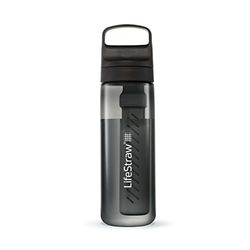 LifeStraw Go-serien – BPA-fri vattenflaska för resor och daglig användning tar bort bakterier, parasiter och mikroplast, förbättrar smaken, 24 oz Nordic Noir