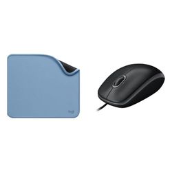 Logitech Mouse Pad - Studio Series, Computer Mouse Mat with Anti-slip Rubber Base & M100 Wired USB Mouse 3 Buttons 1000 DPI Optical Tracking, For left and right handed users