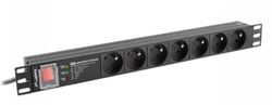 REGLETA LANBERG RACK PDU 19"(1U, 16A, 6X 230V PL, 2M, NEGRO) PDU-06E-0200-BK