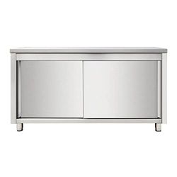 Commercial Worktop Floor Cupboard Sliding Doors Stainless Steel Width 1400mm Depth 600mm DA-VTC146SL