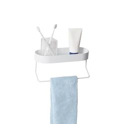 Honey-Can-Do Étagère Murale de Salle de Bain avec Porte-Serviettes et Plateau supérieur Ovale, en Acier, Blanc, 4,5 kg