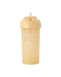 Twistshake Spill Free Straw Cup 360 ml, Leak Proof Training Sippy Cups for Toddlers and Babies, Drinking Water Bottles Trainer Cup, 6+ Months, BPA Free, Caramel Beige