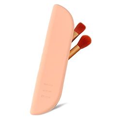 Make-up kwastenhouder make-up kwasten opslag, 21 cm siliconen make-up penseelhouder, penseel opbergen, make-up sets voor vrouwen en meisjes, draagbare reis-make-upkwastenetui (kaki)
