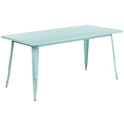 Flash Meubles 80 x 160 cm rectangulaire en métal Table d'intérieure/extérieure, Métal, Vert Menthe, 31.5' W x 63' D x 29.5' H