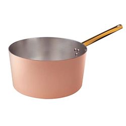 Pentole Agnelli ALCU10524 Cacerola alta con mango, Cobre liso, Estañado a mano, 24 cm