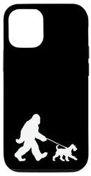 Carcasa para iPhone 15 Bigfoot paseando a un perro, divertido, amante del terrier irlandés, papá