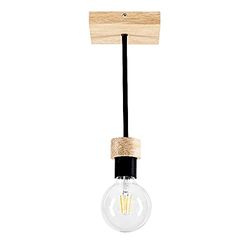 Homemania HOMBR_0236 Plafondlamp, Mako, hout, metaal, zwart, 30 x 13,5 x 13,5 cm