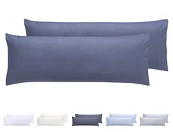 Todocama Set van 2 kussenslopen, microvezel, extra zacht, hypoallergeen, set van 2-105 x 40 cm, blauwgrijs