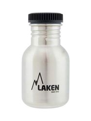 LAKEN Garrafa de aço inoxidável com tampa de rosca, preta e boca larga de 350 ml, aço