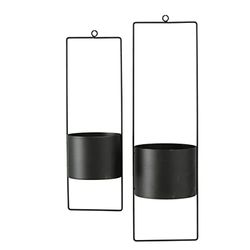 Boltze Mola 1018163 - Vaso da fiori in metallo e ferro, design moderno, 2 pezzi, colore: Nero