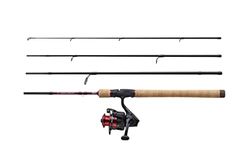 Abu Garcia Diplomat V2 reiscombo, hengel en haspel combo, draaien, kunstaasvissen, geleverd met harde reiskoffer, roofdiervissen, snoek/baars/snoekbaars, unisex, zwart/rood, 2,74 m | 12-32 g