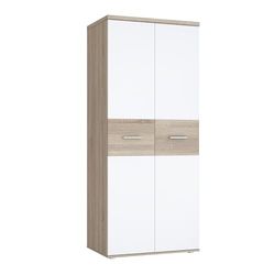 Forte WINNIE Armadio 80, armadio piccolo, armadio per camera dei bambini, stile scandinavo, armadio a 2 ante, rovere Sonoma/bianco, 80 cm di larghezza x 189 cm di altezza x 53 cm di profondità