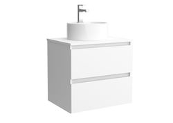 Salgar Mueble de baño Bequia 60 cm con Lavabo 100% montado de fábrica | Acabado Blanco Mate suspendido 2 cajones Cierre amortiguado Apertura con uñero | Lavabo sobre encimera