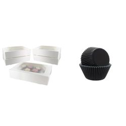 Culpitt Black Cupcake Cases & Cupcake Box Set | 50 Cupcake Cases & 5 x 12 Hole Cupcake Boxes | Bake & Store Cupcakes, Muffins, Fairy Cakes