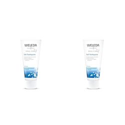 Weleda Dentifricio Salino, dentifricio a base di sale marino senza fluoro, neutralizza gli acidi dannosi e protegge da carie e placca, trattamento 6 in 1 (1x75 ml) (Confezione da 2)