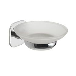 Gedy Teide, Solid Soap Holder in Stainless Steel and Cromall, Chrome Finish, Includes 3M Double-Sided Adhesive and Screws, 5,2X11X11 CM