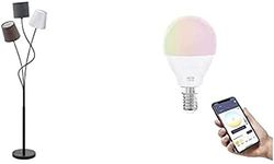 Eglo Lampada da terra dimmerabile Maronda incl. 3 lampadine E14 Smart Home connect.z LED, acciaio e tessuto in nero, antracite, bianco e marrone, RGB, bianco caldo-bianco freddo