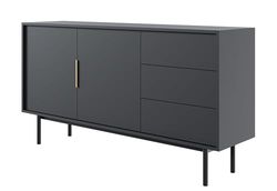 Selsey Viviaro - Cassettiera a 2 ante, 3 cassetti, con chiusura morbida, 154 cm, colore: Nero