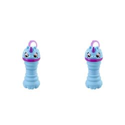 Bottle Besteez: Alpacool - Blue | Collapsible 360ml Reusable Bottle | Drip Resistant & Leakproof Kids Water Bottle | Ideal for Back to School | BPA Free (Pack of 2)