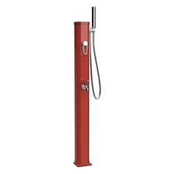Formidra - Douche Solaire 20 L pour Utilisation en Extérieur de Jardin, Piscine ou Spa - Robinet à Pied, Mitigeur et Douchette Amovible - Aluminium - Terracotta - Jolly Go2