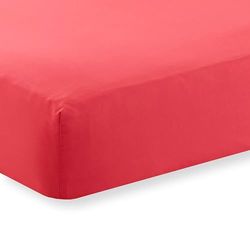 Kampala Hill Percale Single Fitted Sheet Extra Deep Bedding Red