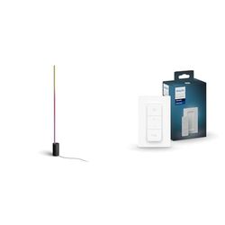 Philips Hue White and Color Ambiance Gradient Signe, Lampada da Terra LED, Smart, Bluetooh, Nera & Telecomando Dimmer Switch, Controllo illuminazione Smart, Bianco, Versione 2021