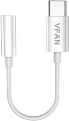 VFAN L08 Cable Adaptador USB-C a Mini Jack 3,5 mm AUX 10 cm Adaptador Blanco