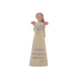 Feather & Grace Figura Decorativa Pintada a Mano de ángel de Nacimiento con Marzo, decoración Sala de Estar, estantería, Escritorio, Regalo para Amigos y Familiares, Multicolor