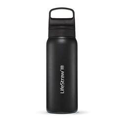 LifeStraw Go Series - Borraccia isolata in acciaio inox con filtro acqua per viaggi e uso quotidiano. Rimuove batteri, parassiti e microplastiche, migliora il sapore, 700ml, Nordic Noir (nero)