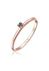 Elli DIAMONDS Bague Femmes Solitaire Noir avec Diamant (0.015 ct) en or rose 750