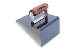 Ferramenta de passagem dos cantos externos de Marshalltown com um raio de 10 mm e cabo DuraSoft, aço azul, dimensões: 152 x 152 x 76 mm