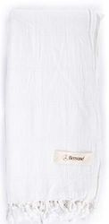 Bersuse 100% Cotone - Troy Asciugamano Turco Telo Mare, StoneWashed - Bianco