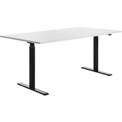 Topstar E- Table Escritorio de Altura Regulable, Madera Metal, Negro y Blanco, 1800.00