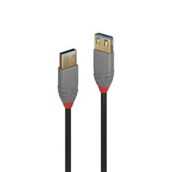 PRENDELUZ USB typ A/A-kabel 3,1 gen 1 hane till hona, 3 meter, 5 Gbps, kompatibel med bärbar dator, hårddisk, kameror, bildskärm, skrivare med mera