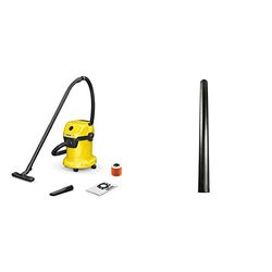 Bundle of Kärcher 16281030 Wet & Dry Vacuum Cleaner WD 3, blower function, power: 1000W, plastic container: 17L, suction hose: 2m, incl. cartridge filter + WD Extension Suction Tube