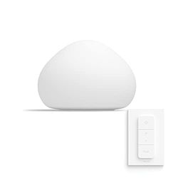 Philips Hue White Ambiance Wellner, Lampada da Tavolo Smart, Con Bluetooth, 9.5W, Lampadina LED E27 Smart inclusa, Dimmer Switch incluso, Bianca