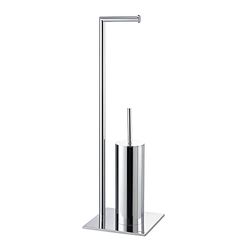 Sealskin Tube, Serviteur WC - Porte-Rouleau Papier Toilette - Brosse WC avec Support - autoportante, Chrome 200 x 200 x 710 mm