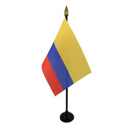 AZ FLAG - Mini Drapeau Colombie De Table - 15x10 cm - Drapeau Colombien De Bureau 100% Polyester Avec Hampe Pointe Dorée 25cm