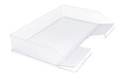 Exacompta - Ref 11723D - Set of 8 Italian Combo Letter Trays - Dimensions 25.5x36.5x6.5cm - for A4+ Format Documents - Crystal Colour - Capacity 500 Sheets
