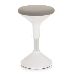 hjh OFFICE 830095 Taburete de Trabajo Balance Sit II W Tela Blanco/Gris, Taburete con Efecto mecedor para un Respaldo Recto, ergonómico, Ajustable en Altura