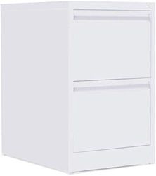 Pack 2 - OFITURIA ® Archivador Metálico Organizativo De Oficina Blanco con 2 Cajones para Carpetas DIN A4 Y Folio, Documentos con Llave, 62 X 46 X 72