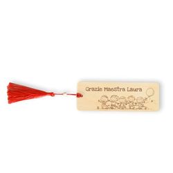 Segnalibro regalo per maestre personalizzabile con nome e dedica - in legno - disegno bimbi con palloncino - IDEA REGALO INSEGNANTI FINE ANNO